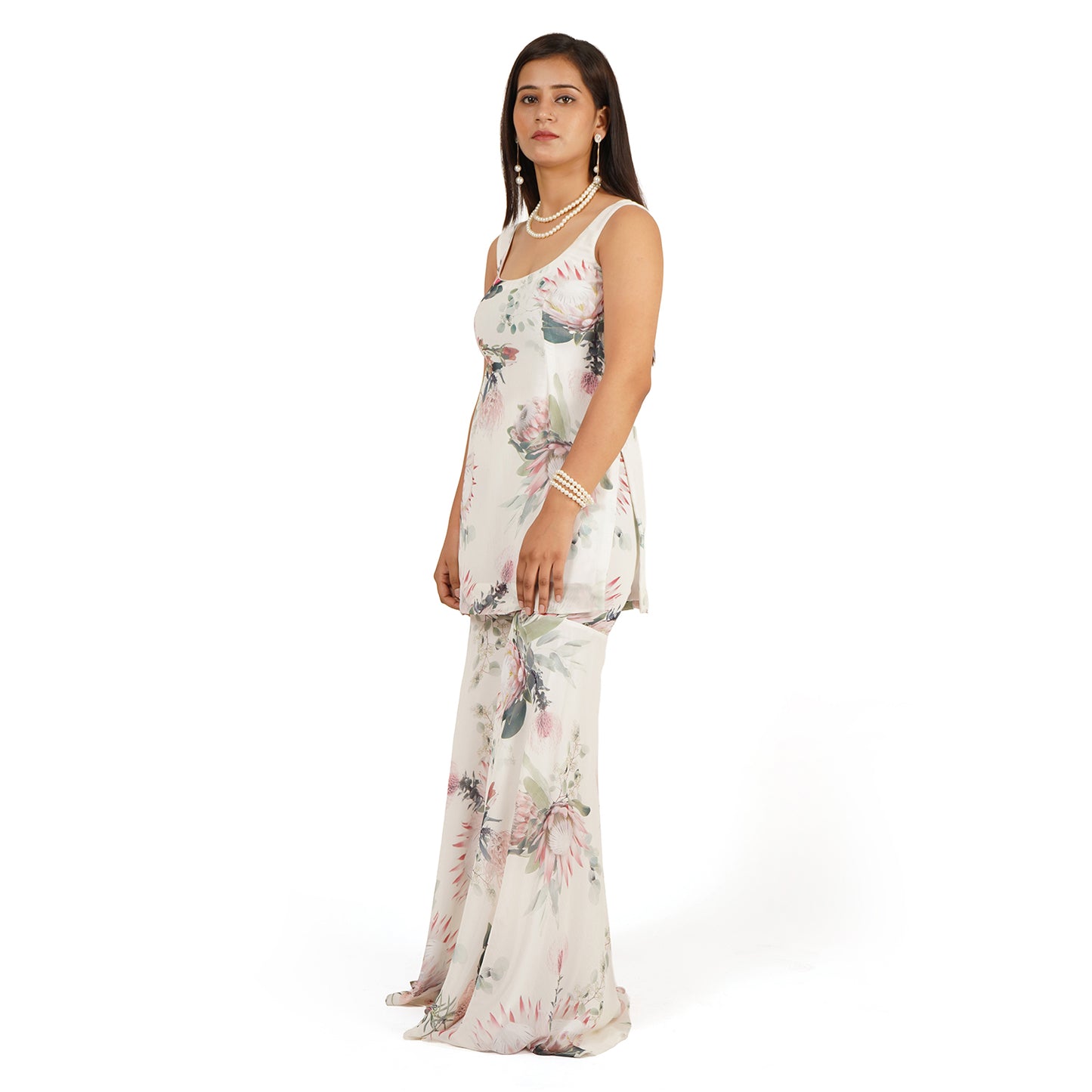Floral Digital Printed Georgette Short Kurti with Circle Sharara Set for Women