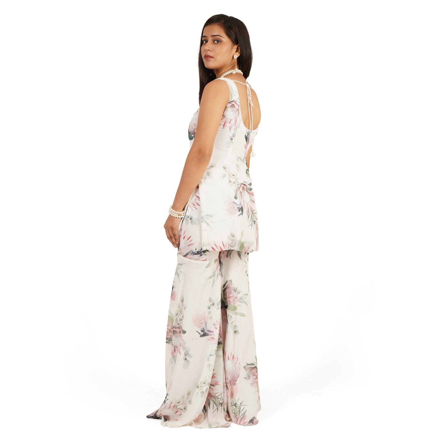 Floral Digital Printed Georgette Short Kurti with Circle Sharara Set for Women