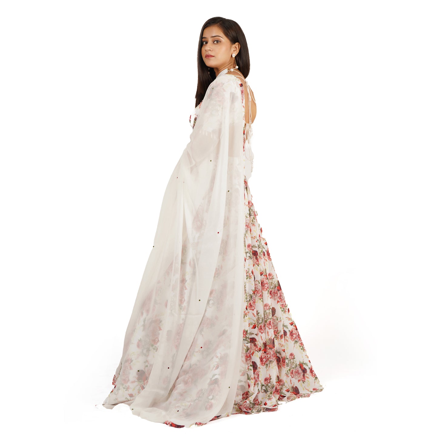 Red Rose Digital Printed Lehenga Blouse Dupatta Set