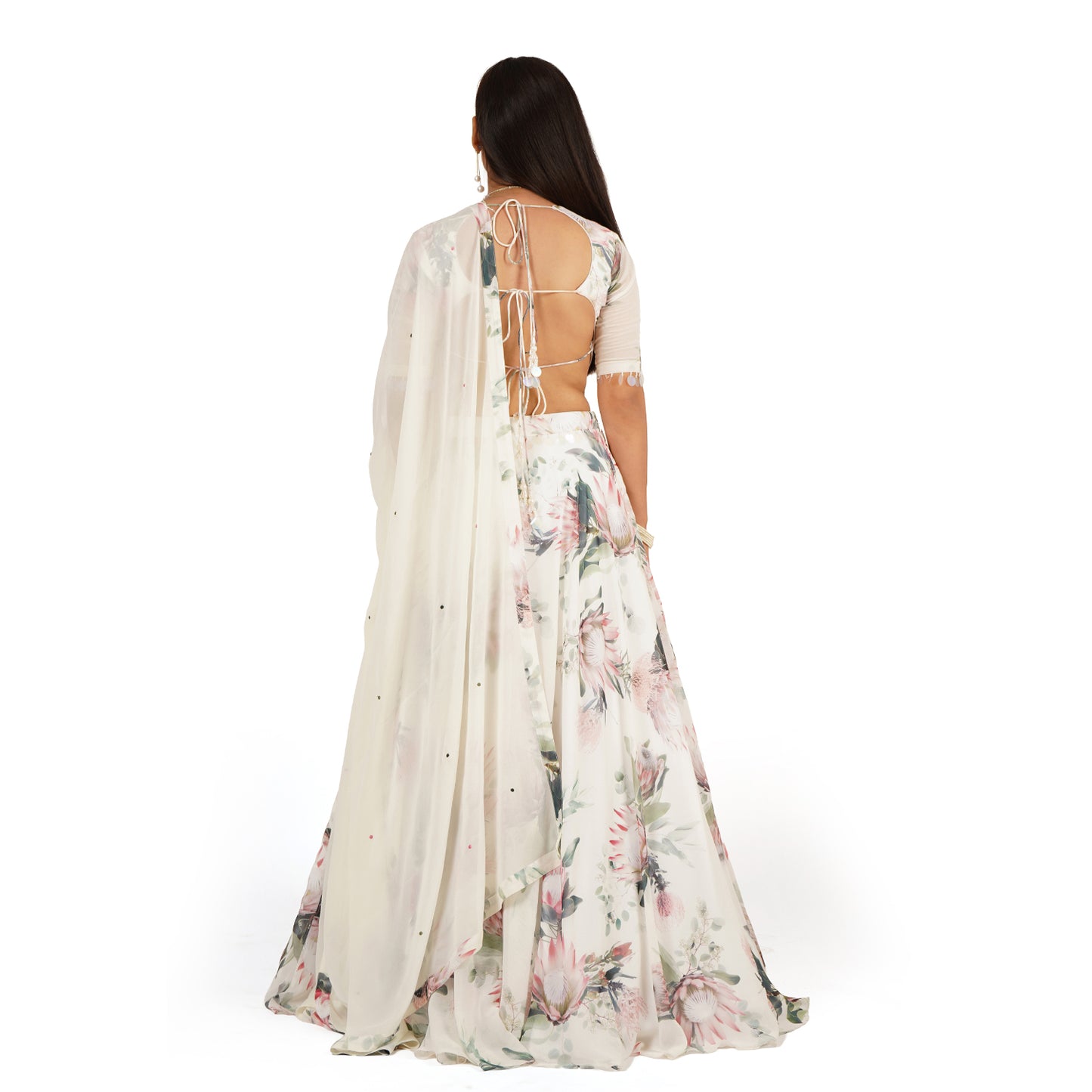 Flower Digital Printed Lehenga Blouse Dupatta Set
