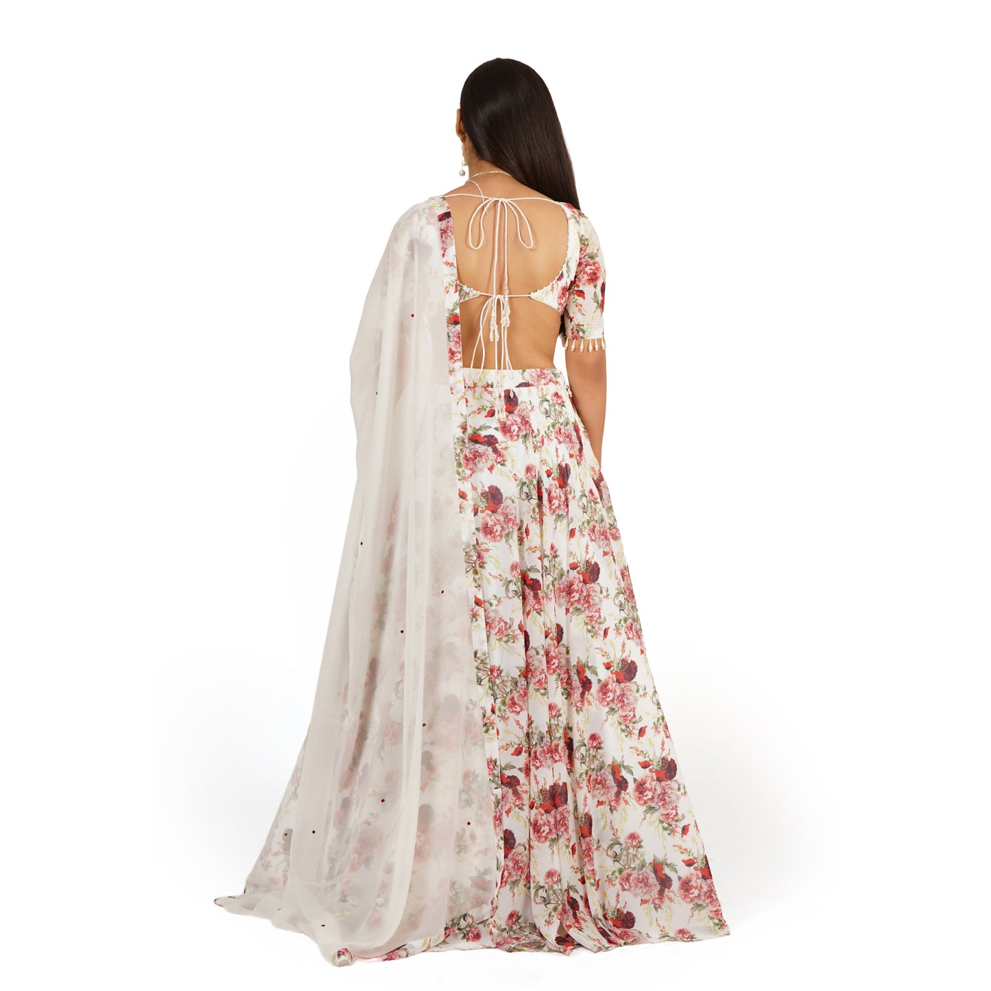 Red Rose Digital Printed Lehenga Blouse Dupatta Set